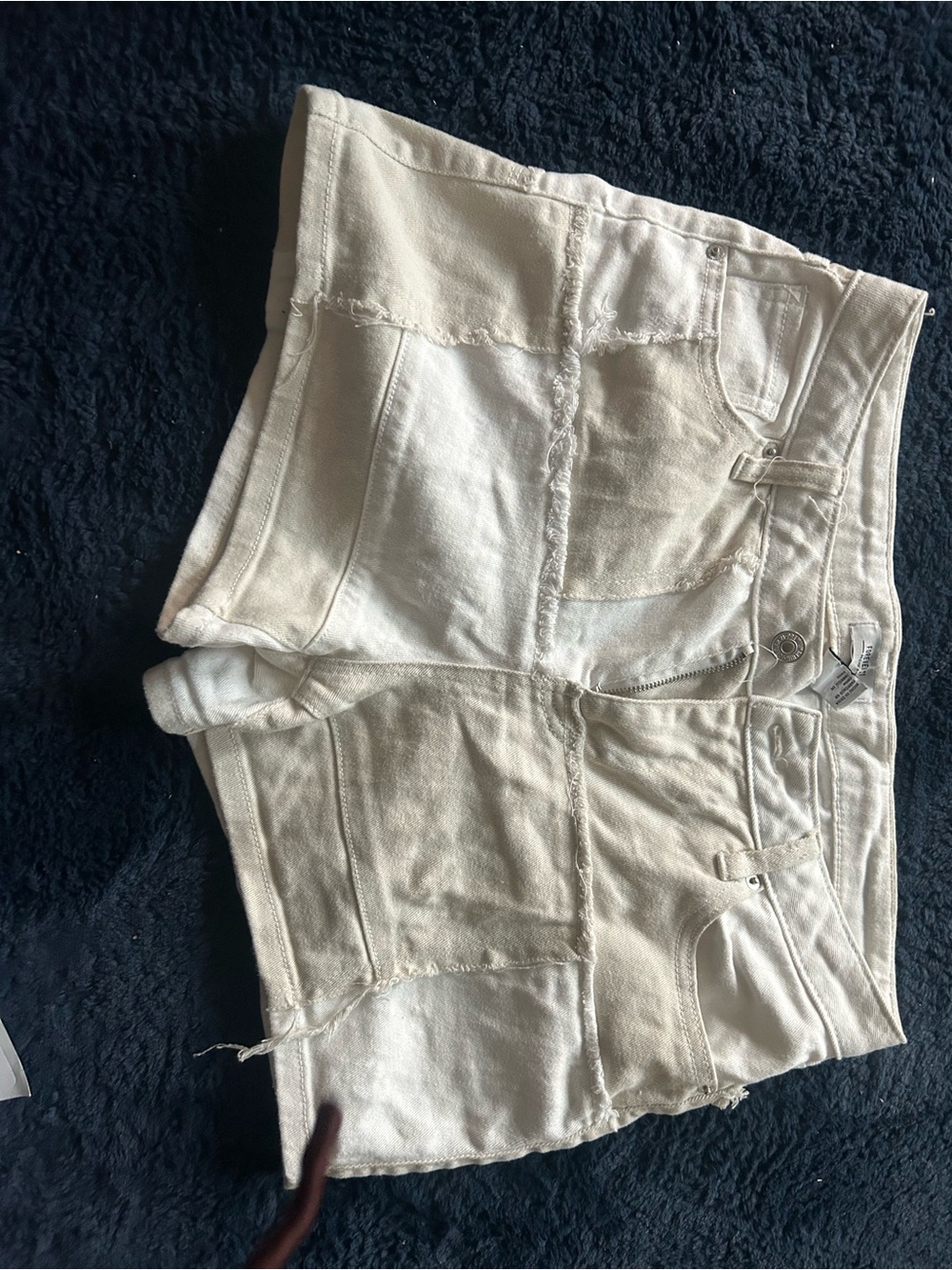 Forever 21 Cream Patchwork High-Rise Denim Shorts